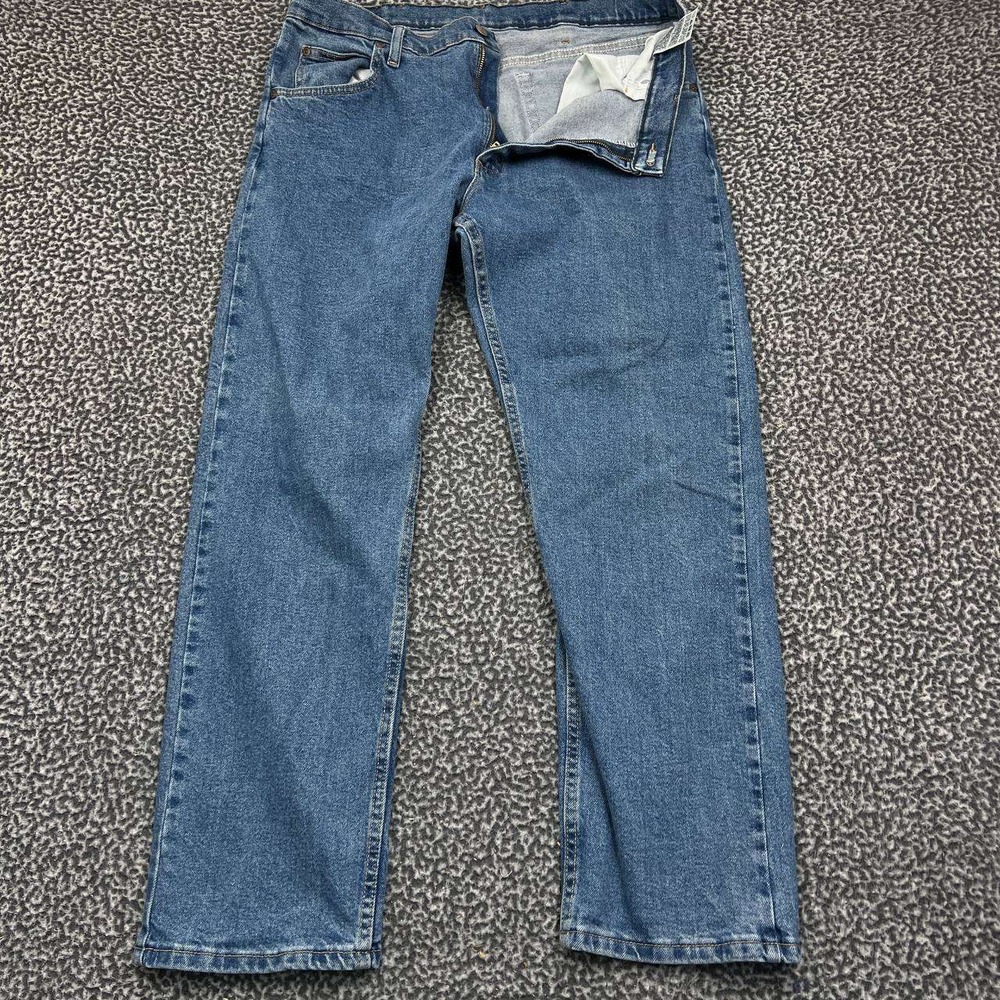 Wrangler Jeans Men 36x30 Blue Straight Fit Denim Pants Outdoor Cotton